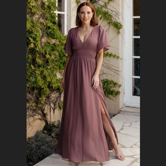 NWT Verona Smocked Maxi Plum Purple Dress - Picture 8 of 8